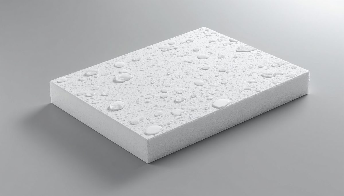 Plancha de EPS con gotas de agua sobre la superficie